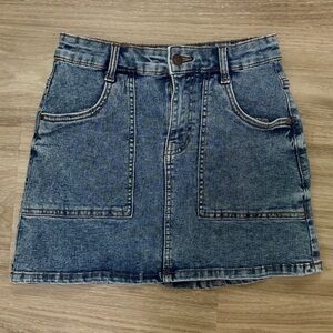 Denim Mini Skirt with Pockets
